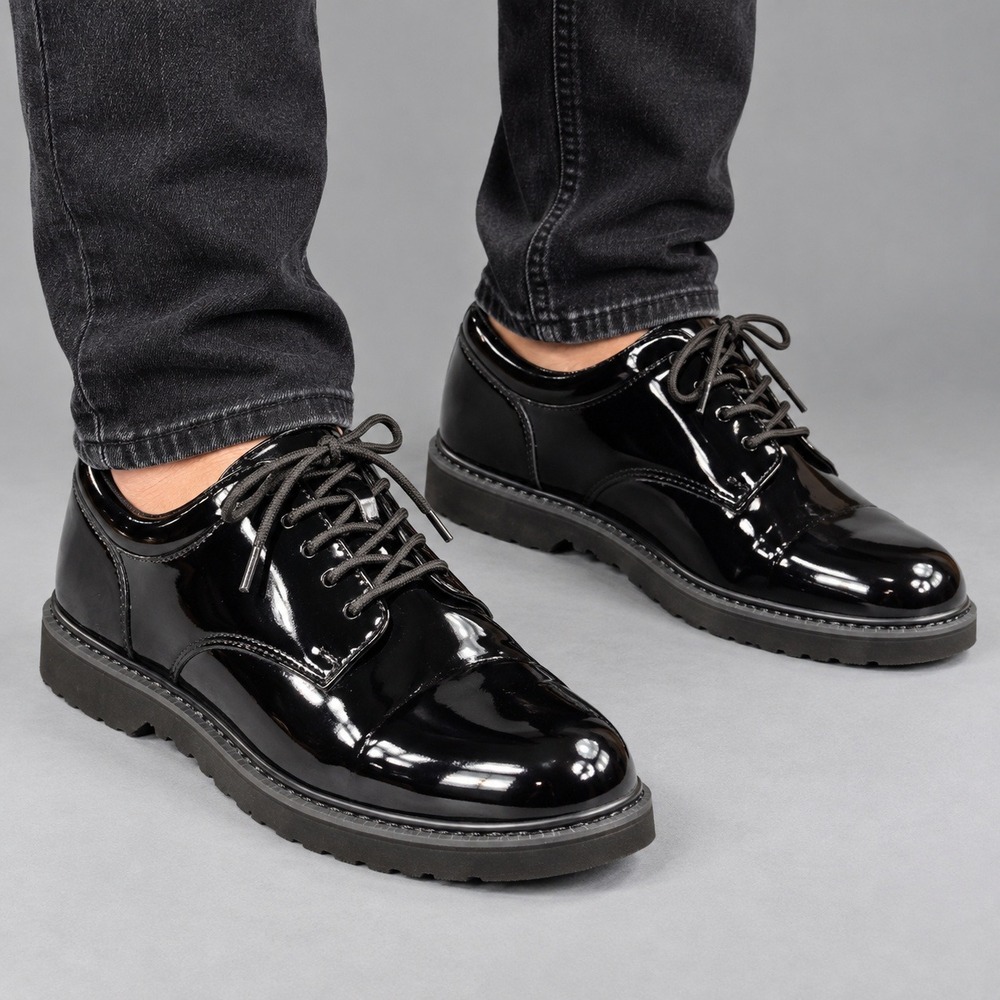 Rothco Oxford Shoes Mens Black Good High Gloss Patent Uniform Dress Shoes